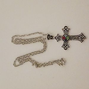 Vintage TJT 925 Sterling Silver Cross With Antique Finish Look